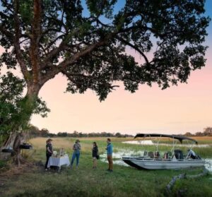 Sundowner on a canoe safari