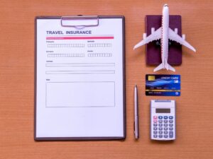 Traveler forms for travel insurance policy on a tablet