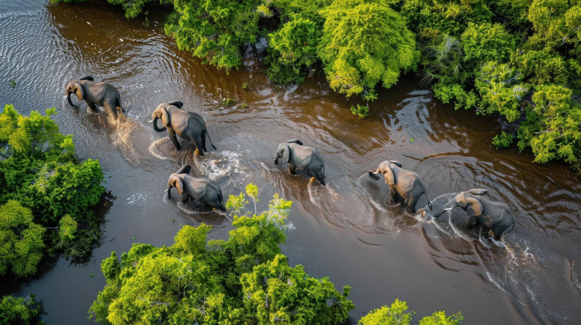 Eleohants in the Okavango Delta