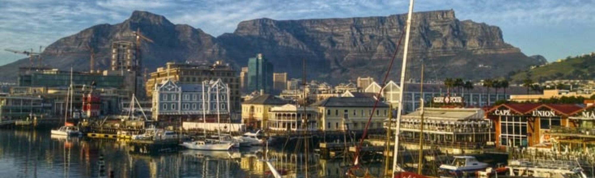 A view of V&A Waterfront and the Table Mountain